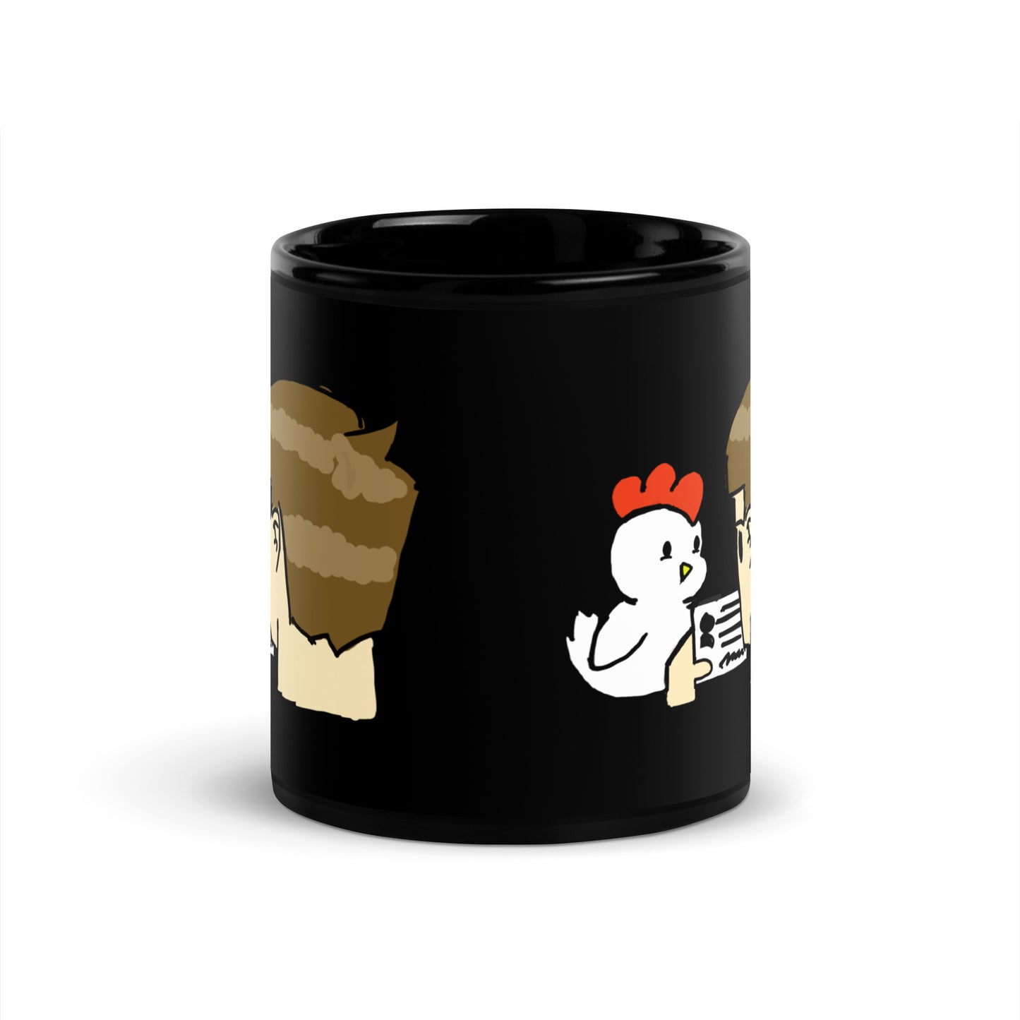 Too Chicken Black Glossy Mug