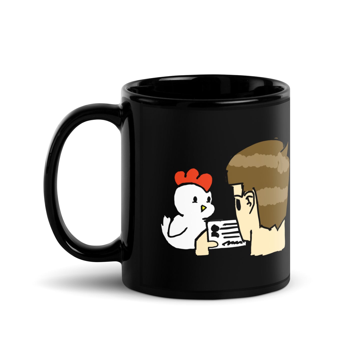 Too Chicken Black Glossy Mug